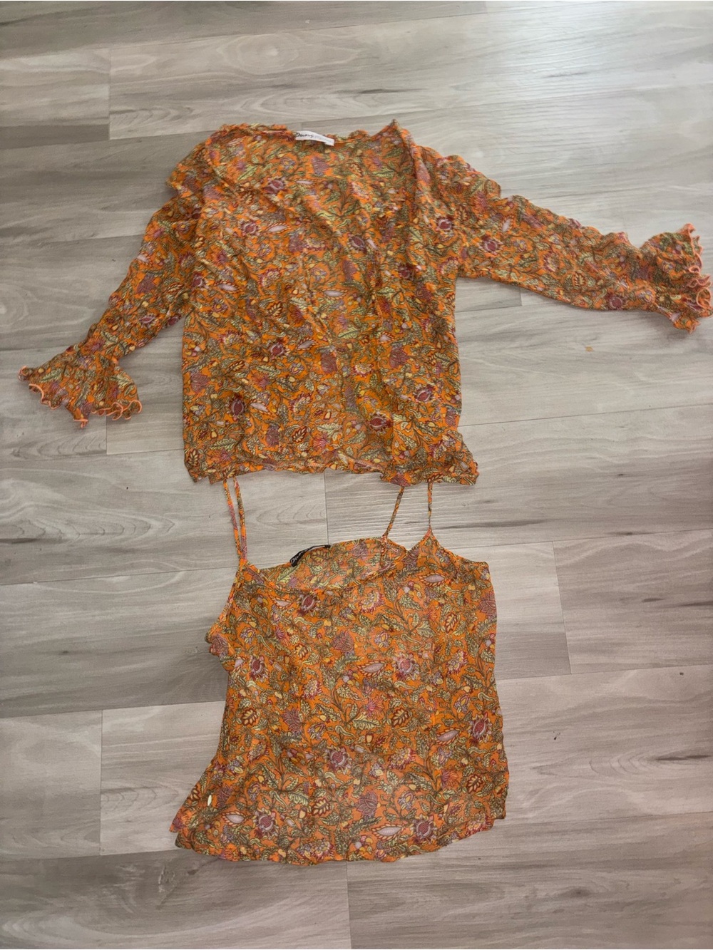 Boho Floral Peasant Blouse and Linen Wide-Leg Pants Outfit - Cream Pants